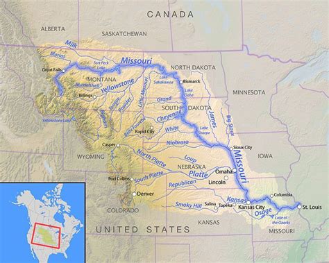 Pin by Shauntel Doyle on Geology - U. S. River Basins | Missouri river, Usa map, Missouri