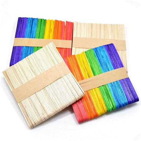 COD DVX 49pcs Colored / Natural Wooden Popsicle Stick Ice Cream Sticks ...