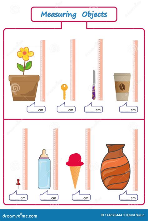 Measuring Length of the Objects with Ruler, Worksheet for Children, Practice Sheets, Mathematics ...