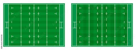 rugby field markings lines with different types of grass, rugby playground top view. Sports ...