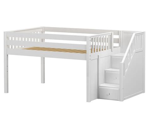 White Matrix Low Loft Bed with Stairs | Shop Loft Beds for Kids at KFW