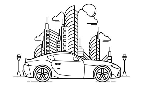 Sport Car Outline Design for Drawing Book Style Four 3221403 Vector Art at Vecteezy