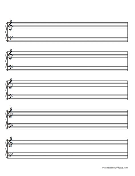 Printable Piano Staff Paper