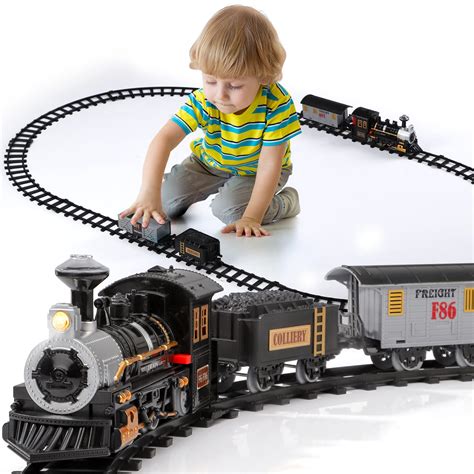 Buy Lucky Doug Electric Christmas Train Set for Kids, Battery-Powered ...