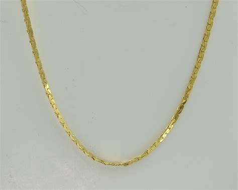 14K Solid Yellow Gold Flat Curb Chain Necklace 24 Inches | Property Room