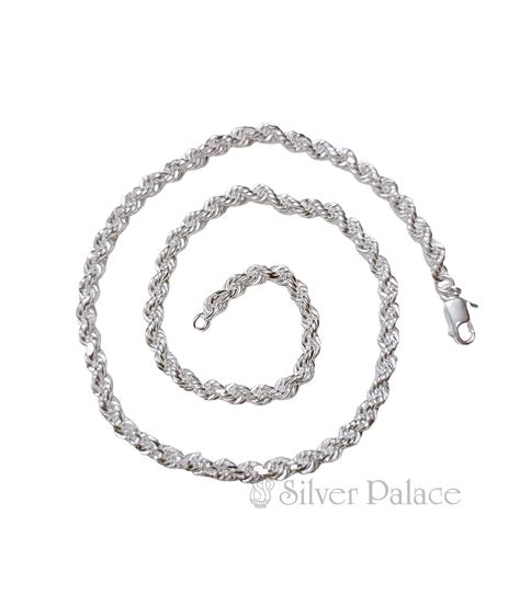 925 Sterling Silver Twisted Link Chain For Men - Silver Palace