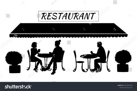 Restaurant Outdoor Cafe Silhouettes People Sitting Stock Vector (Royalty Free) 1851854704