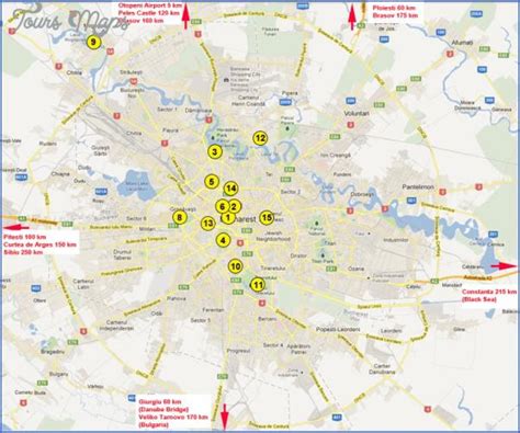 Bucharest attractions map - Map of bucharest attractions (Romania)