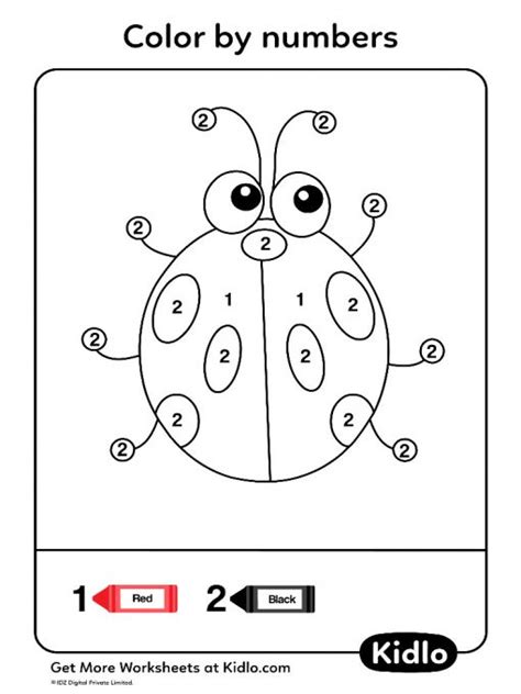 Color By Numbers - Insects Worksheet #01 - Kidlo.com