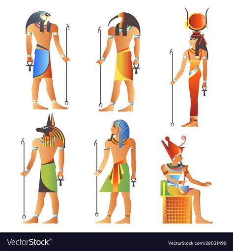 Egyptian gods and goddess pharaoh egypt deity Vector Image