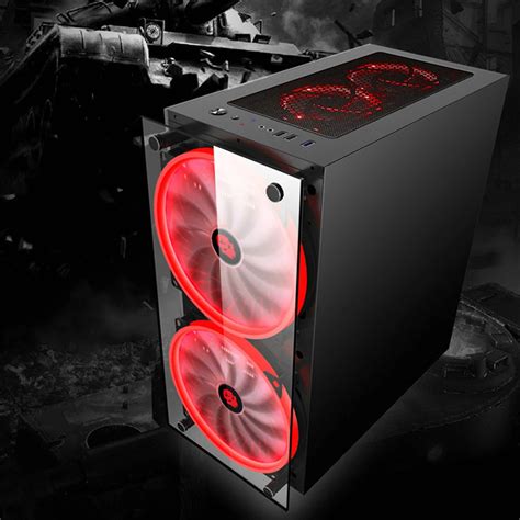 RGB Computer Case Double Side Tempered Glass Panels ATX Gaming Water Cooling PC Case with 2 ...