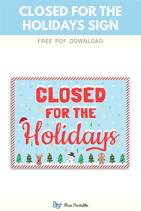 Printable Closed For the Holidays Sign Template | Closed for christmas ...