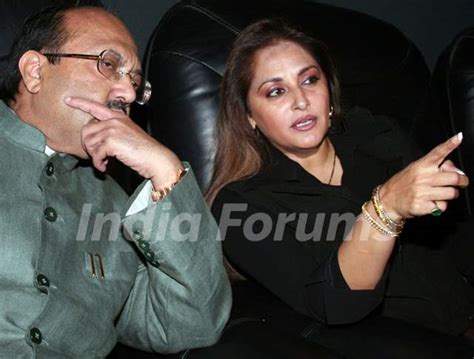 Jaya Prada watching her Bengali film Sesh Sanghat with Amar Singh in Kolkata on Thursday Photo