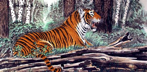 Roaring Chinese Tiger Painting - Asian Art