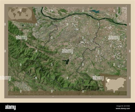 Montana, province of Bulgaria. High resolution satellite map. Corner ...