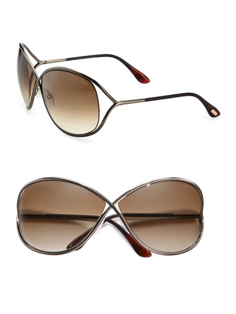 Tom ford Miranda Oversized Round Sunglasses in Metallic | Lyst