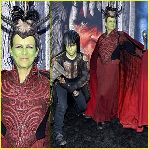 Jamie Lee Curtis & Son Thomas Cosplay as Orcs at ‘Warcraft’ Premiere ...