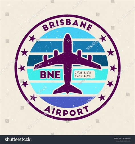 Brisbane airport insignia. Round badge with - Royalty Free Stock Vector 2263643939 - Avopix.com