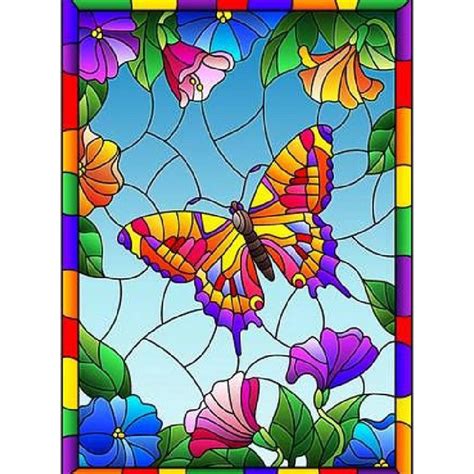 STAINED GLASS BUTTERFLY Diamond Painting Kit | Glass painting patterns, Glass painting designs ...