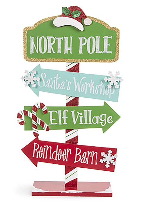 North Pole Direction Arrow Sign Wall Décor Christmas