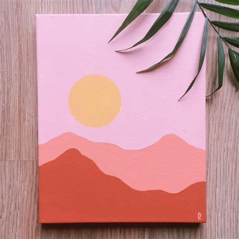 Sunset Mountains | Sunset Acrylic Painting Tutorial for Beginners Step by Step | Satisfying De ...