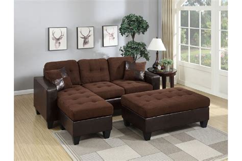 Chocolate Reversible All-in-one Sectional Sofa With Ottoman, 2 Accent Pillows F6928 | Casye ...