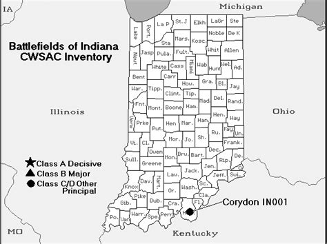 Indiana Civil War Battlefield Map - Access Genealogy