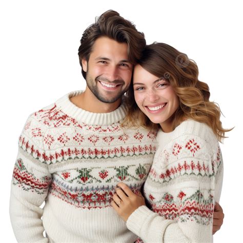 Happy Couple Enjoying Winter At Home With Christmas Sweaters, Happy ...