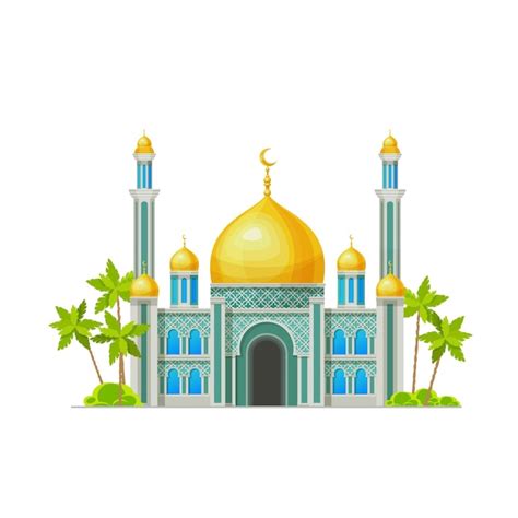 Premium Vector | Muslim mosque building vector icon of Islam religion prayer house Arab ...