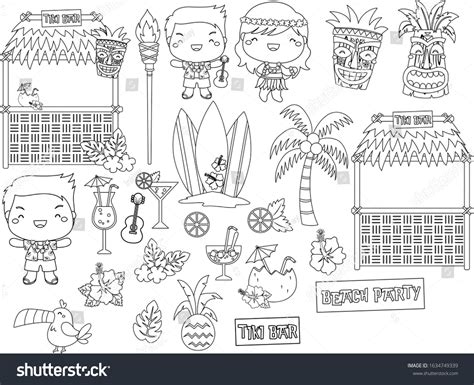 Vector Hawaii Clipart Black White: เวกเตอร์สต็อก (ปลอดค่าลิขสิทธิ์) 1634749339 | Shutterstock