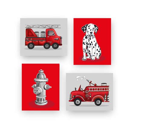 Fire Truck Wall Art Decor Fire Truck Art Prints for Fireman | Etsy