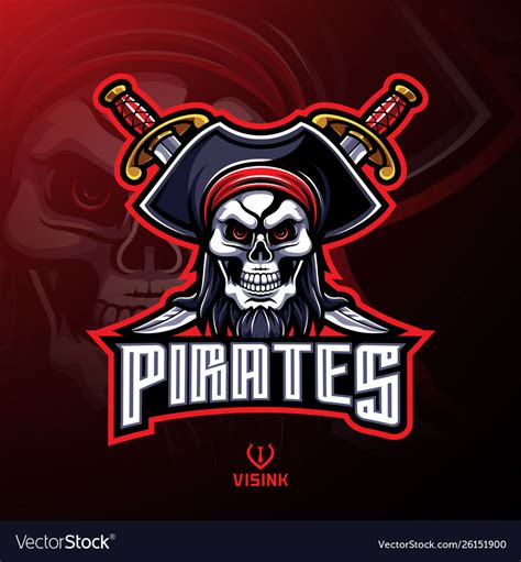 Pirates skull mascot logo design Royalty Free Vector Image