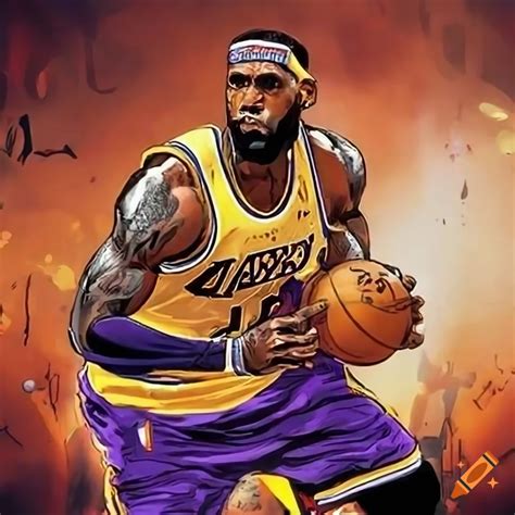 Comic style wallpaper of lebron james dunking on Craiyon