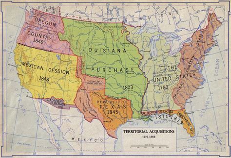 Territorial Acquisitions 1776-1866 | I love america, America map, Map