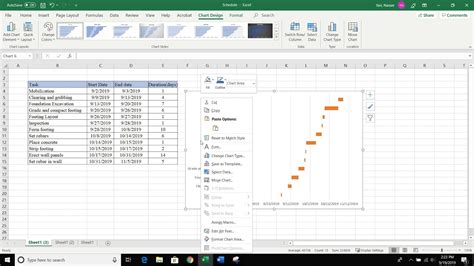 How to Make a Construction Scheduling Bar Graph in Excel - YouTube