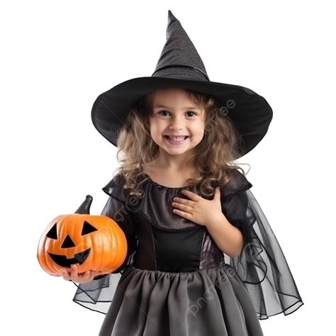 Funny Child Girl In Witch Costume For Halloween On White, Funny Kids, Childhood, Kids PNG ...