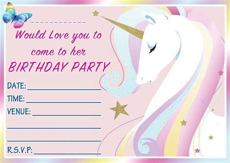 Free FREE Birthday Party Invites for Kids | Printable unicorn birthday invitations, Birthday ...