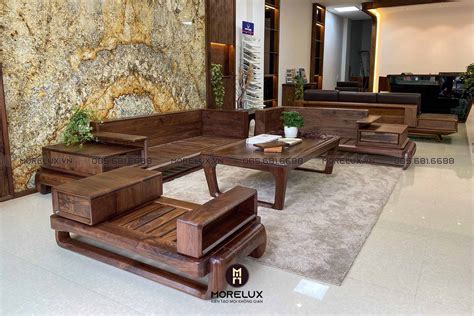 Sofa gỗ hiện đại SF38 | SOFA VÂN GỖ NU ÓC CHÓ