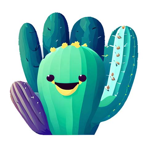 Happy Plant Cactus Emoji 4k UHD Graphic · Creative Fabrica