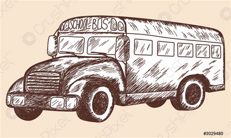 School bus sketch - stock vector 3029480 | Crushpixel