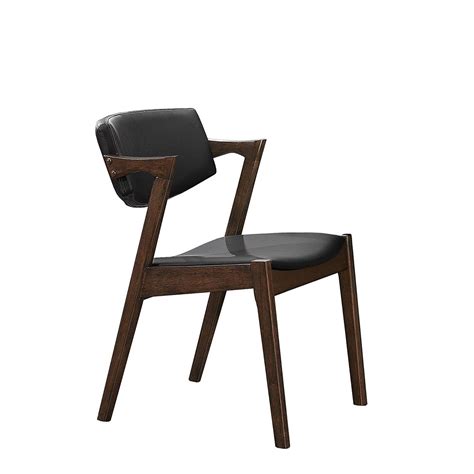 Set of 2 Wood & Leather Mid Century Modern Side Chair Dark Brown/Black - Benzara in 2020 ...