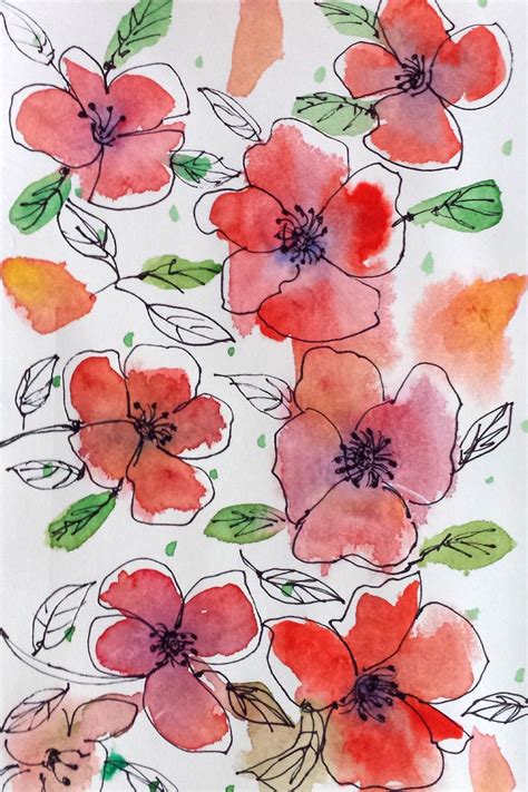 Draw with me: Aquarellblumen | Aquarell blumen, Blumen aquarell, Einfache aquarellblumen