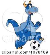 Clipart Blue Dragon School Mascot Playing Soccer - Royalty Free Vector Illustration by Toons4Biz ...