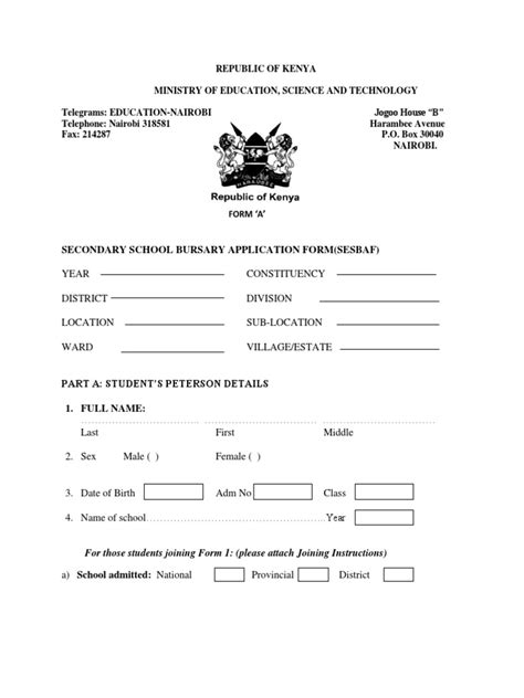 Secondary School Bursary Application Form PDF | PDF | Schools | Further ...