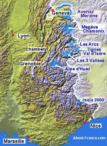 France Ski Resorts Map - Rhea Velvet