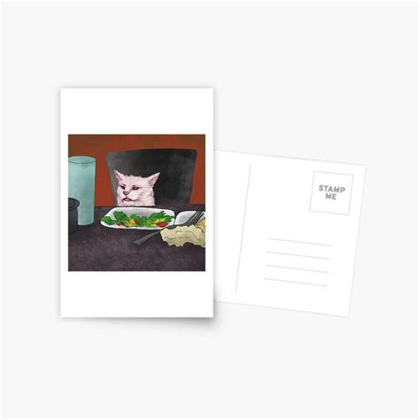 "Table cat meme" Postcard by Rachiearts | Redbubble