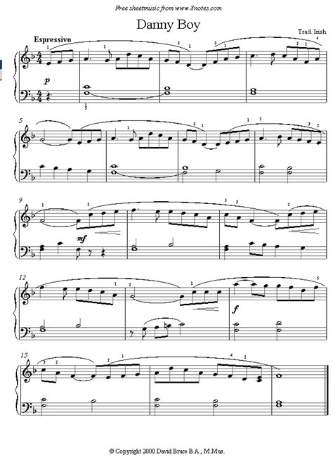 piano danny boy sheet music - 8notes.com