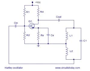 Hartley oscillator using transistor, circuit , theory, frequency ...