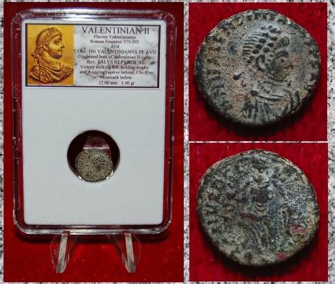 ANCIENT ROMAN EMPIRE Coin VALENTINIAN II Victory With Trophy Dragging ...