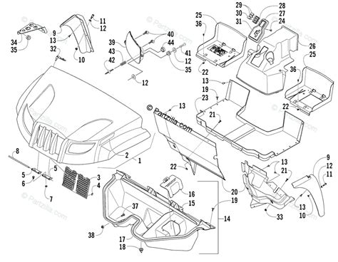 Arctic Cat Side by Side 2008 OEM Parts Diagram for Front Body Panel ...